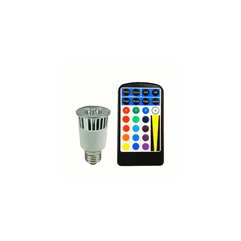 image: AMPOULE couleur LED E27 RVB 5W TEL image: AMPOULE couleur LED E27 RVB 5W TEL