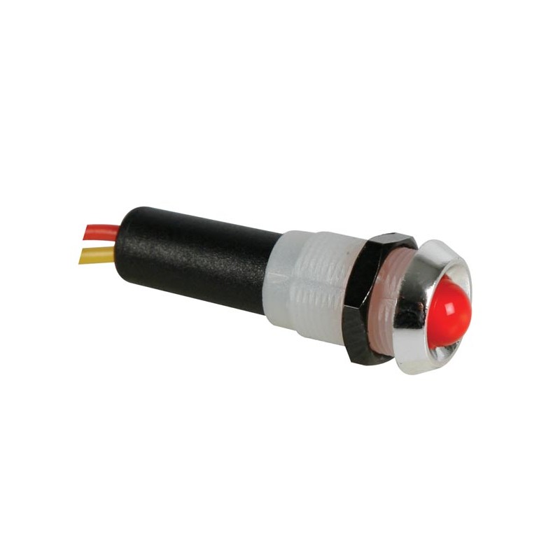 VOYANT LED ROUGE CLIGNOTANT 12V BOITIER CHROME